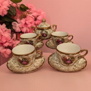 Vintage Fragonard Courting Couple Tea Set-1950s MJA Porcelain